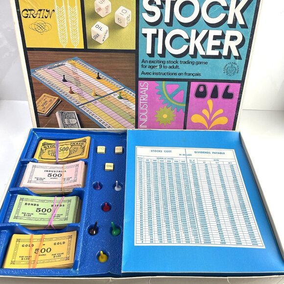 Vintage Stock Ticker Board Game - Stock Market - Coop Clark complete Pink Cover - Picture 1 of 16